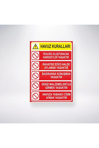 Reysa Tasarım Havuz Kuralları 21x35 Arkası Sticker