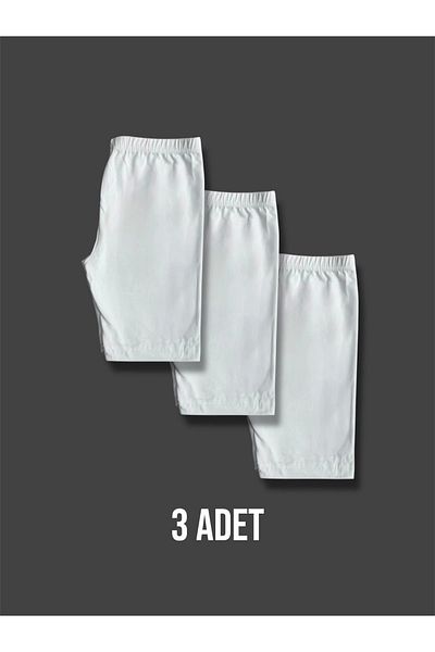 Erdenay Tekstil Girl's Long Panties/Boxer Shorts White 3-Piece