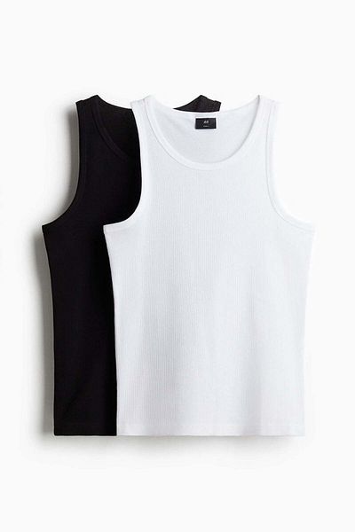 H&M 2-pack Slim Fit ribbed vest tops