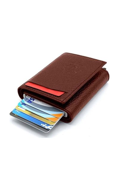 Walle's Polo Unisex Wallet-Card Holder with Money Compartment, Rfid Protection, Automatic Aluminum Mechanism with Snap Fasteners
