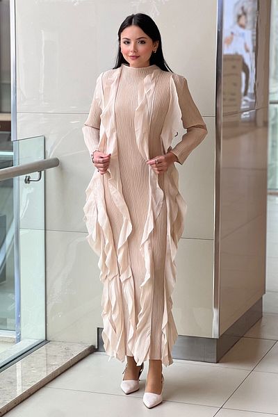 Mahal Accordion Cut Ruffle Dress
