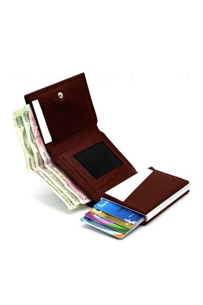 Walle's Polo Unisex Wallet-Card Holder with Money Compartment, Rfid Protection, Automatic Aluminum Mechanism with Snap Fasteners