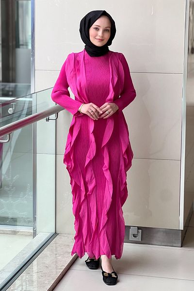 Mahal Accordion Cut Ruffle Dress