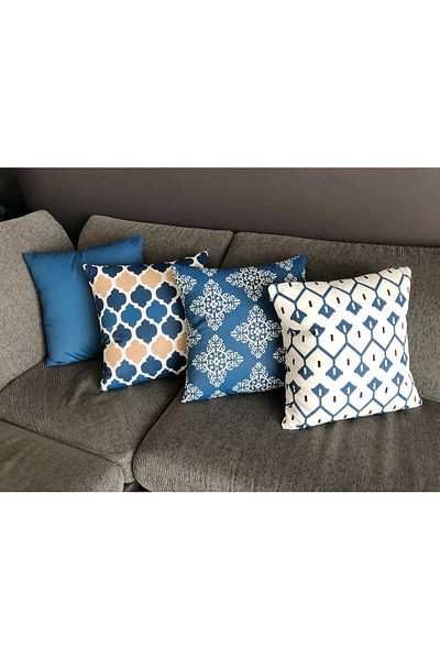 Benlisso Home Husa de perna combinata 4 piese Perna decorativa cu model geometric 43x43