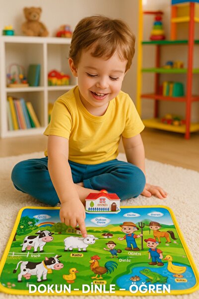 TOYFEST Dokunmatik Sesli Işıklı Çiftlik Halısı Bebek Aktivite Halısı (Pilli, ...