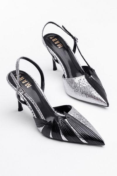 Tasarım Women's Ankle Belted Snake Pattern Stiletto Heeled Shoes