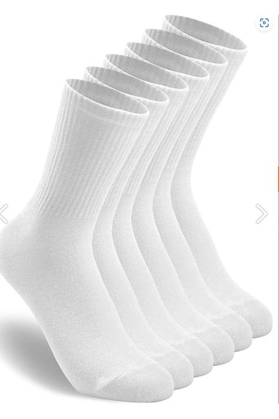 Sosyete dolabı 6 Pairs of Unisex Cotton Flexible and Comfortable Knee-High Athlete White Tennis Socket Socks
