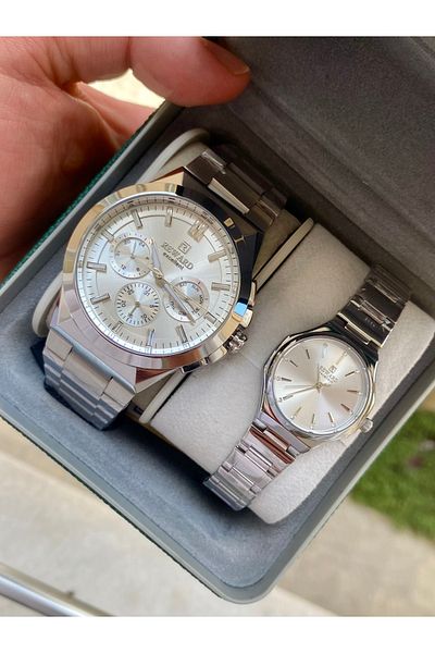 Reward Steel smoked color couple wrist watch