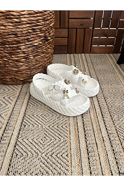 Behtah Kundura Stoned Stylish Design Open Front Beach Pool Garden Summer Soft Thick Sole Daily Slippers Sandals