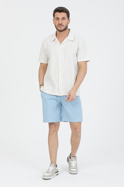 Store 100% Cotton Men's Bottom Top Set |   Summer Shirt and Shorts Combination
