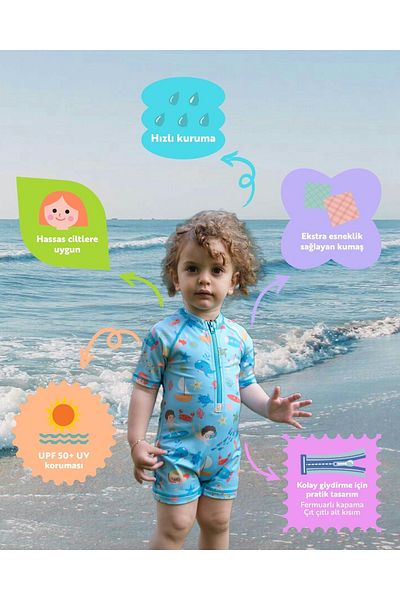 SOLEDA Uv Sun Protection Upf 50 Baby Kids Swimsuit Journey under the Sea