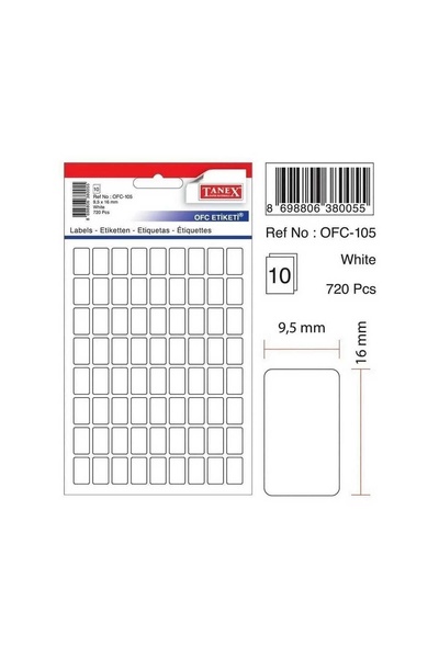 Tanex Ofc-105 (9.50 mm * 16 mm) White Office Label