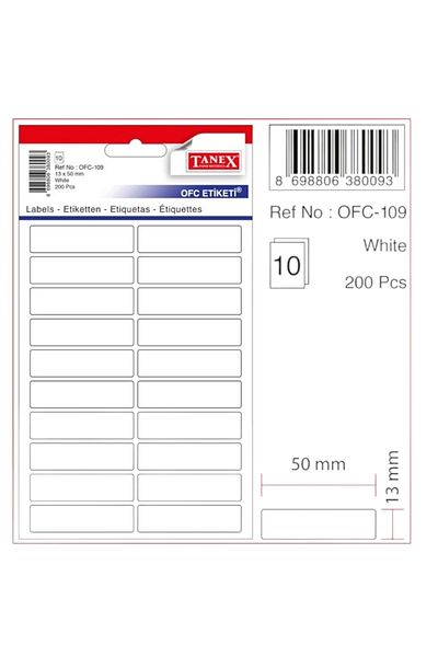 Tanex Ofc-109 (50 مم * 13 مم) ملصق مكتب أبيض - (5 عبوات)