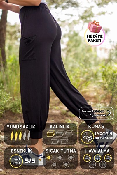 Azıcık Akıllı Γυναικείο μαύρο ελαστικό μαύρο παντελόνι στον αστράγαλο 24KSLVMUSA