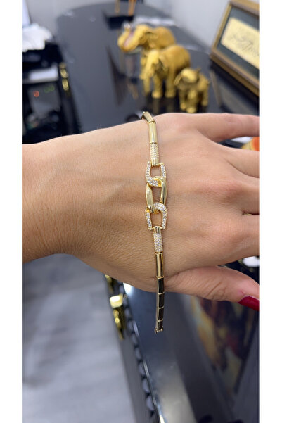 Store 14k Altın Rengi Zirkon Taşlı Xuping Bileklik 18 Cm