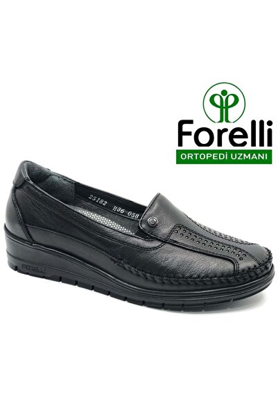 Forelli Morıza Hakiki Deri Ortopedik Comfort Kadın Casual Ayakkabı SİYAH