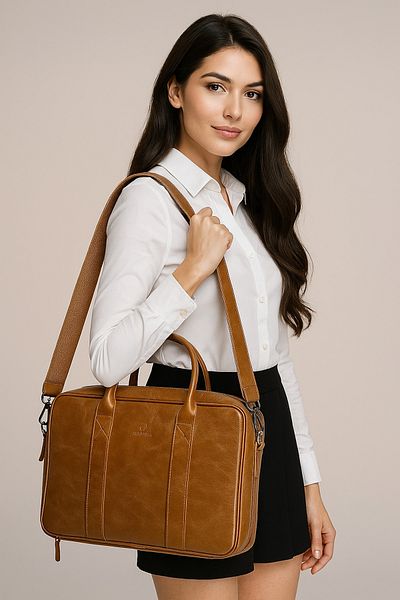 MESCHAIN حقيبة كمبيوتر محمول من Crazy Tan Color Macbook مقاس 13 و14 بوصة