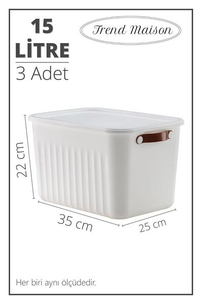 Trend Maison Multi-Purpose Organizer, Box with Lid, 5 Different Color Options, Decorative Storage Box 3 Pieces