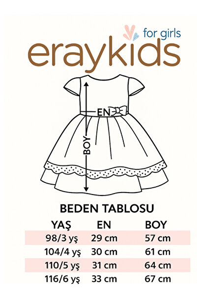 Eray Kids Βραδινό φόρεμα για κορίτσια με τεμαχισμένη ουρά ματ σατέν φιόγκο με λεπτομέρεια 3-6 ετών