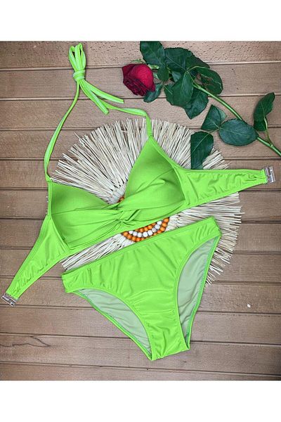 XORVİO Women's Lycra Flexible Halter Neck Stylish Quality Padded Green Bikini Suit