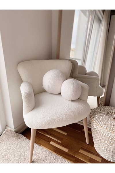 bohemoon Vankúš Teddy Ball Natural White