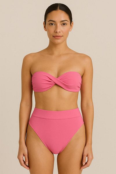 Pierre Cardin 241231 Γυναικείο Σετ μπικίνι με ροζ στράπλες με ψηλή μέση