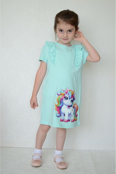 Sevimli Rochie de vară pentru fete cu imprimeu unicorn