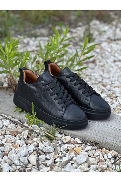 DERWARDEIN High Quality White Men's Sports Shoes Genuine Leather - Casual Sneaker Model