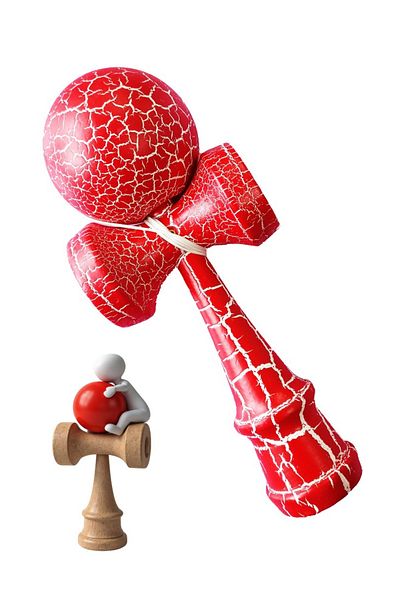 BV Kendama profesională, bilă din lemn, design artistic cu finisaj crăpat + autocolant pentru telefon, 103KD