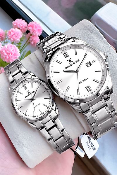 Daniel Klein 3 Atm Waterproof Gift Watch Set - Steel Band Bracelet, Men-Womens, Two Colors Dke2114C6