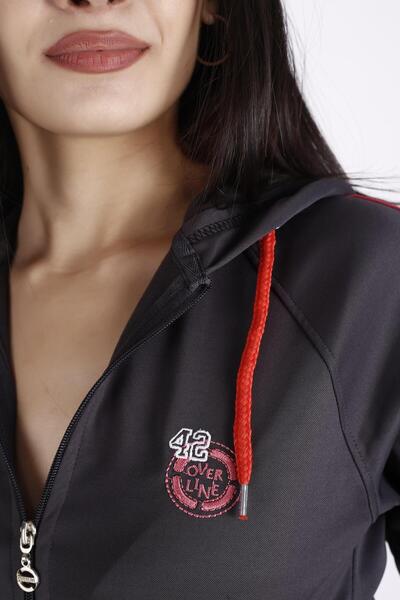 Azıcık Akıllı Γυναικεία καπνιστή φούξια ριγέ φερμουάρ με κουκούλα Diver Scuba Bottom Top Sport Tracksuit Σετ 21kestax11