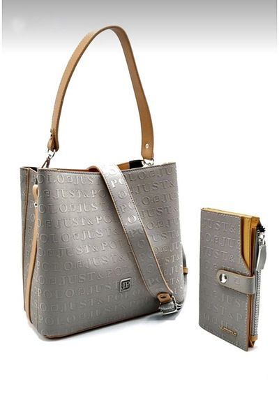 Just Polo Women's Gray Bag Wallet Combination