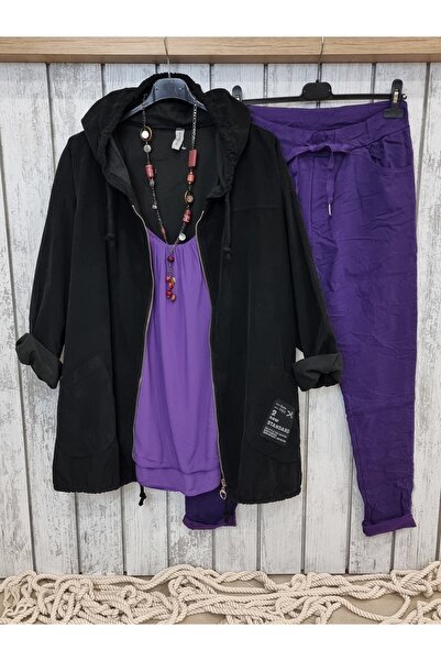 pudubutik Likralı Büyük Beden Pantolon Mor