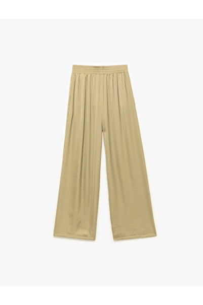 Koton Aerobin Kumaş Cepli Pileli Geniş Paça Saten Palazzo Pantolon