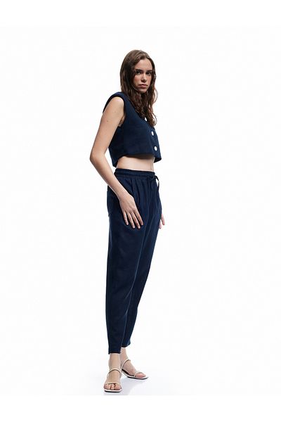 Koton Pantaloni de in cu buzunar elastic cu talie legata