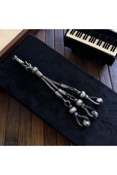dergah tesbih 3-Piece Reis Silver Kazaziye Knitted Whip