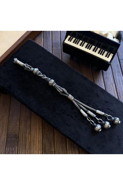 dergah tesbih 3-Piece Reis Silver Kazaziye Knitted Whip
