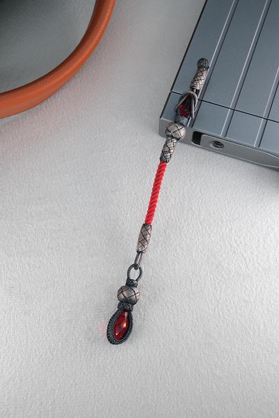 dergah tesbih Silver Kazaziye Whips with Red Stones