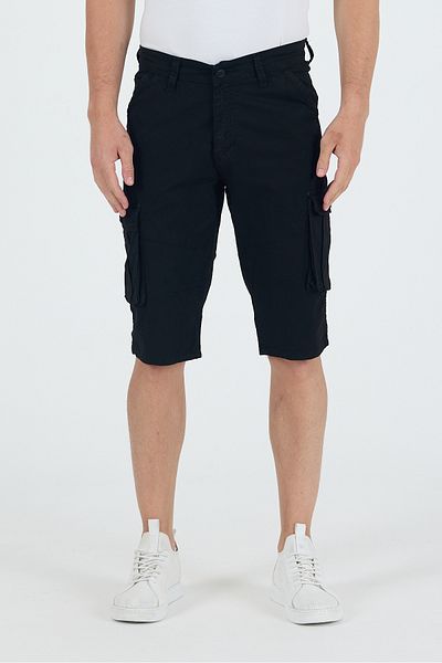 twentyfive25 Men's Cargo Pocket Knee Length Shorts Black Color Bermuda Capri