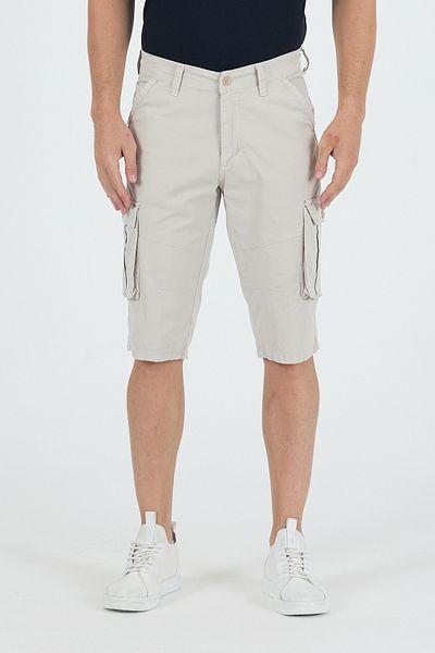 twentyfive25 Men's Cargo Pocket Knee Length Shorts Stone Color Bermuda Capri