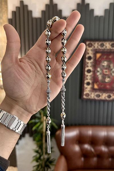dergah tesbih Handcrafted Silver Design Caged Black Zaza Rosary