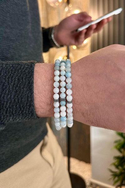 dergah tesbih Aquamarine Bracelet Prayer Rosary (99 Necklace)
