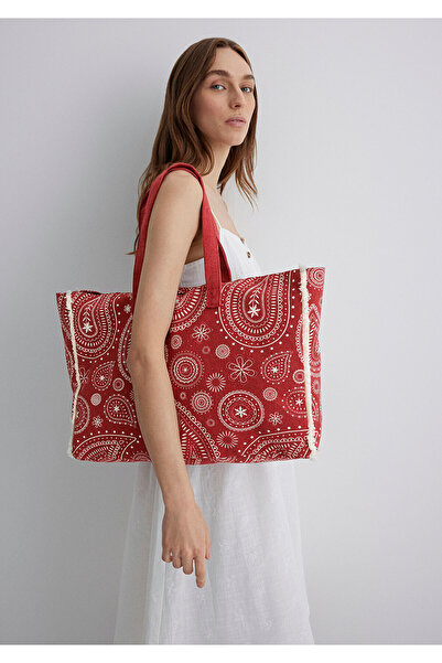 Mavi Baskılı Kırmızı Omuz Çantası 1913070-10076