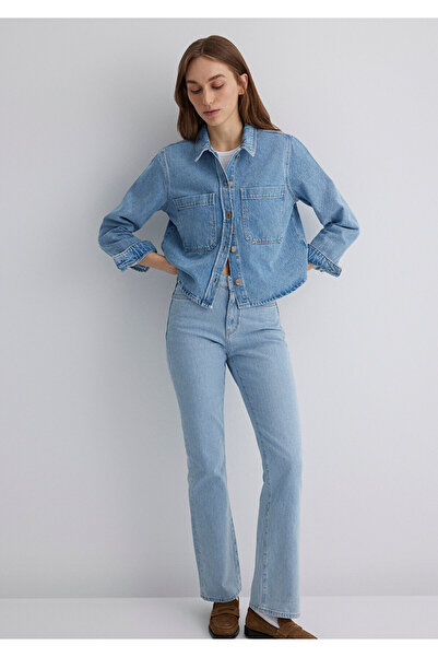 Mavi Paola Mavi Premium Indigo Mavisi Jean Gömlek Crop / Kısa Kesim 1210779-8...