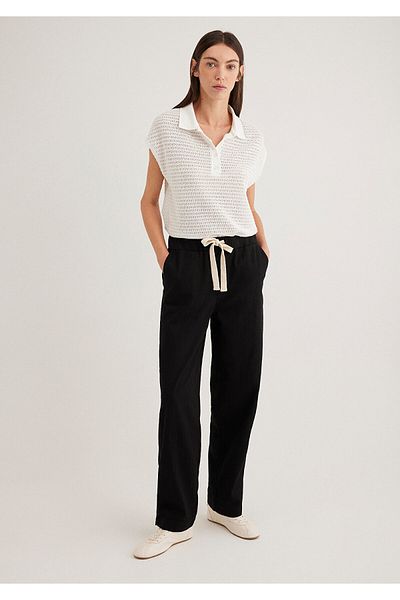 Mavi Black Trousers with Lace-Up Waist 1010945 -900