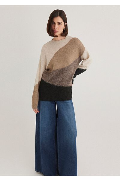 Mavi Πουλόβερ Crew Neck Brown Loose Fit / Χαλαρή χαλαρή εφαρμογή 1710562 -86749