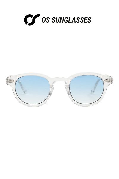 OS Sunglasses Ochelari de soare Berlin translucidi cu clips, albaștri, pentru bărbați și femei