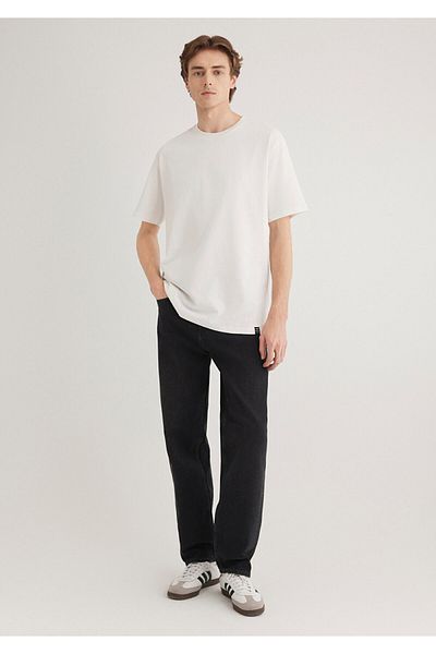 Mavi Λευκό Basic T-Shirt με λεπτομέρεια ετικέτας Loose Fit / Loose Relaxed Fit 0611824 -70057