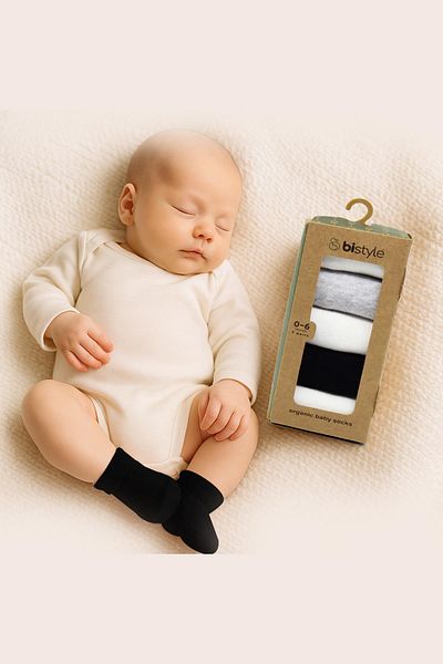 Bistyle Organic Baby Girl Boy Socks 5 Pack Seamless / Boxed Newborn Children's Socks