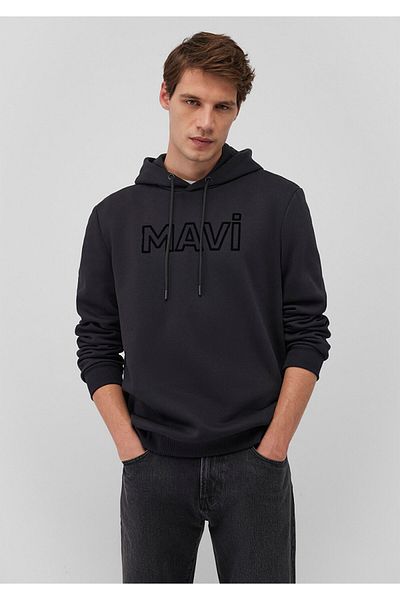 Mavi Черен суичър с качулка с лого и щампа 0610941-900